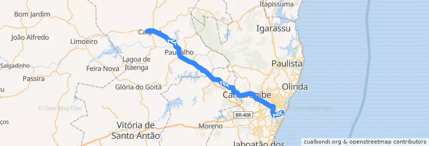 Mapa del recorrido Recife - Carpina de la línea  en Região Geográgica Imediata do Recife.