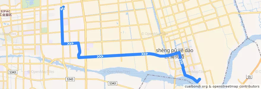 Mapa del recorrido Bus 1072:钟南街首末站南=>滨江苑 de la línea  en 중국-싱가포르 쑤저우 공업원구.