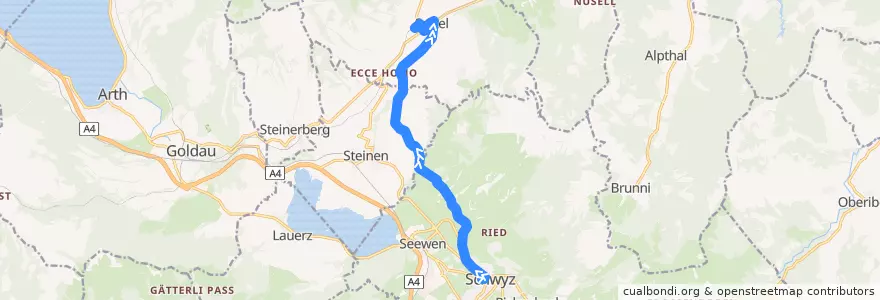 Mapa del recorrido Bus 7: Schwyz, Post => Sattel-Aegeri, Bahnhof de la línea  en Schwyz.
