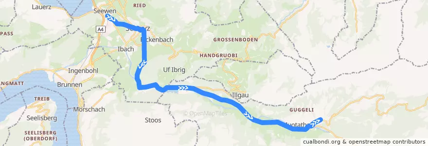 Mapa del recorrido Bus 1: Schwyz, Bahnhof => Muotathal, Hölloch de la línea  en Schwyz.