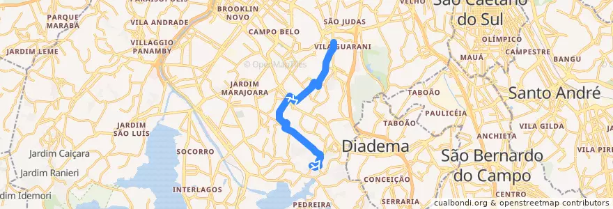 Mapa del recorrido 5752-10 Metrô Conceição de la línea  en São Paulo.