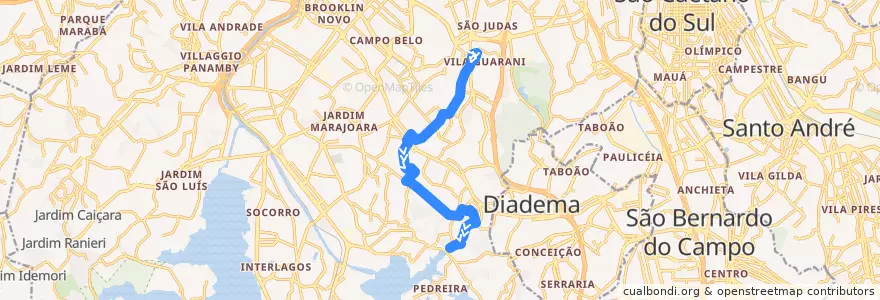 Mapa del recorrido 5759-10 Pq. Primavera de la línea  en São Paulo.