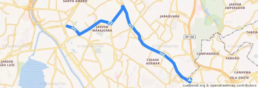 Mapa del recorrido 5129-41 Santo Amaro de la línea  en Сан-Паулу.