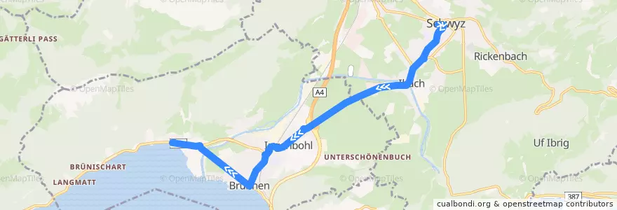 Mapa del recorrido Bus 2: Schwyz, Post => Brunnen, Schiller de la línea  en Schwyz.
