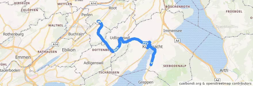 Mapa del recorrido Bus 29: Root D4, Bahnhof => Küssnacht am Rigi, Rotenhofstrasse de la línea  en Suíça.