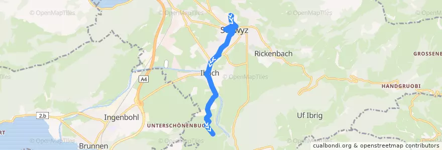 Mapa del recorrido Bus 31: Schwyz, Kollegi => Ibach, Oberschönenbuch de la línea  en Schwyz.