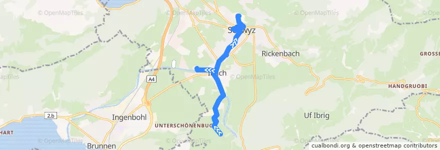 Mapa del recorrido Bus 31: Ibach, Oberschönenbuch => Schwyz, Kollegi de la línea  en Schwyz.