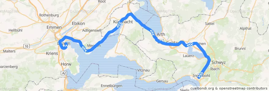 Mapa del recorrido S3: Brunnen => Luzern de la línea  en Schweiz/Suisse/Svizzera/Svizra.