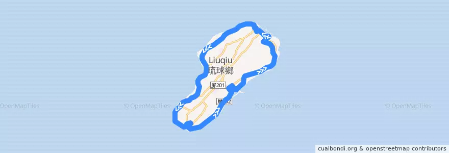 Mapa del recorrido 屏東縣 601 小琉球環島接駁公車 de la línea  en تايوان.