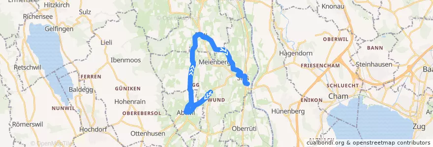Mapa del recorrido Bus 347: Aettenschwil => Auw => Sins de la línea  en Bezirk Muri.