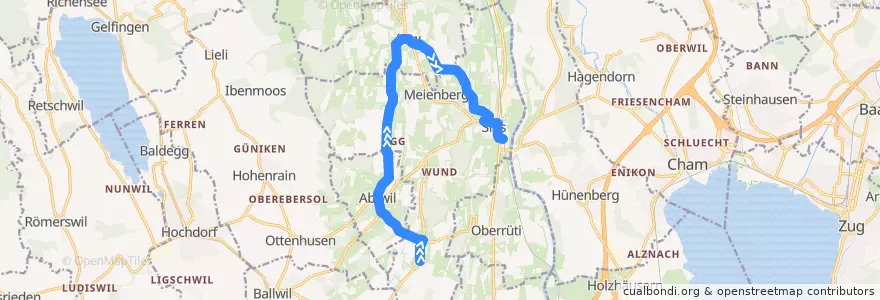 Mapa del recorrido Bus 347: Fenkirchen => Sins de la línea  en Bezirk Muri.