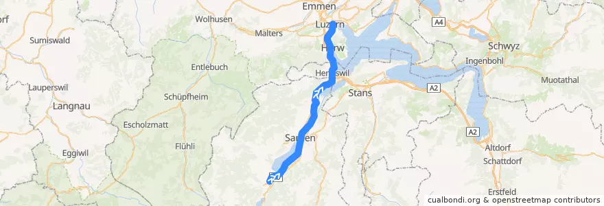 Mapa del recorrido S5: Giswil => Luzern de la línea  en Suiza.