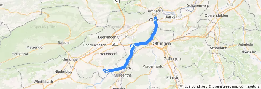 Mapa del recorrido Bus 126: Wolfwil, Oberdorf => Olten, Bahnhof de la línea  en 瑞士.
