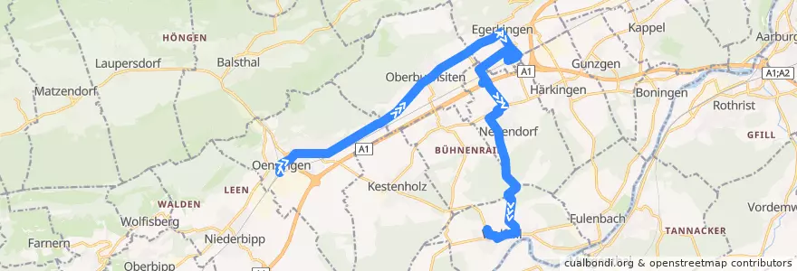Mapa del recorrido Bus 126: Oensingen, Bahnhof => Wolfwil, Oberdorf de la línea  en Bezirk Gäu.