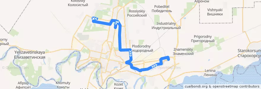 Mapa del recorrido Автобус №78: Гипермаркет "Магнит Семейный" => Комсомольский микрорайон de la línea  en городской округ Краснодар.