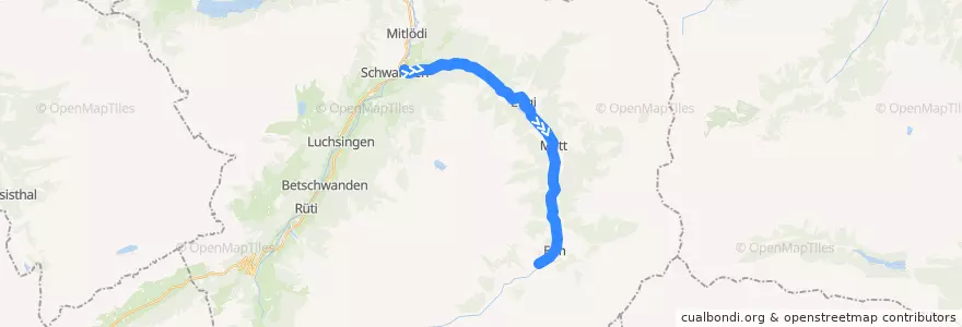 Mapa del recorrido Bus 541: Schwanden GL, Bahnhof => Elm, Sportbahnen de la línea  en Glarus Süd.