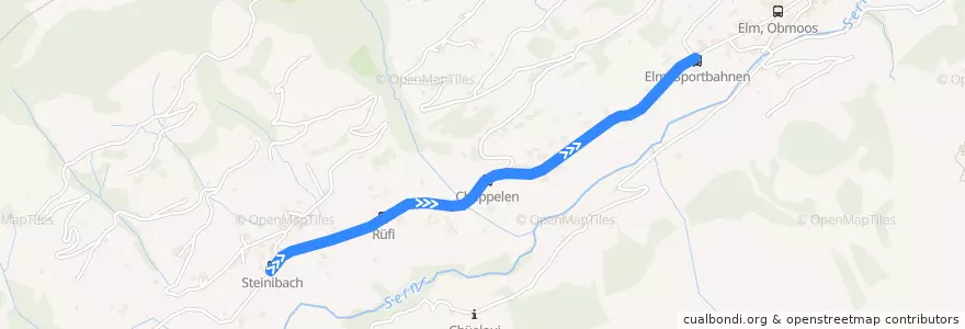Mapa del recorrido Bus 545: Elm, Steinibach => Sportbahnen de la línea  en Glarus Süd.