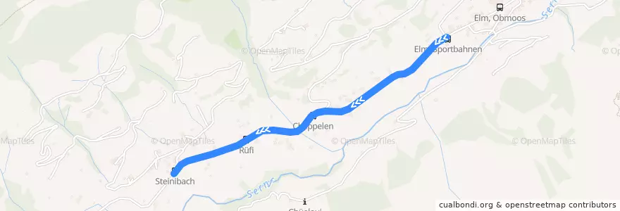 Mapa del recorrido Bus 545: Elm, Sportbahnen => Steinibach de la línea  en Glarus Süd.