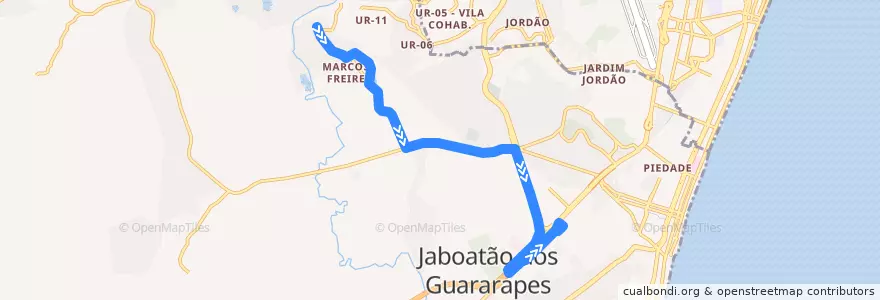 Mapa del recorrido Marcos Freire - TI Cajueiro Seco de la línea  en 자보아탕두스구아라라페스.
