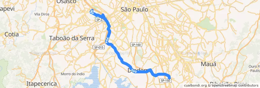 Mapa del recorrido 280BI1 São Bernardo Do Campo de la línea  en Região Metropolitana de São Paulo.