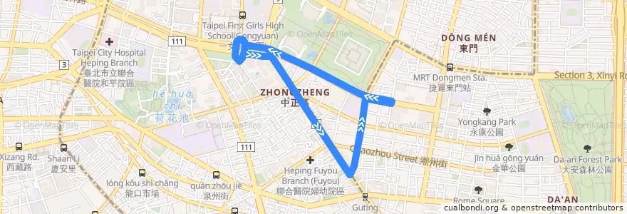 Mapa del recorrido 南門中繼市場接駁公車 de la línea  en 中正區.