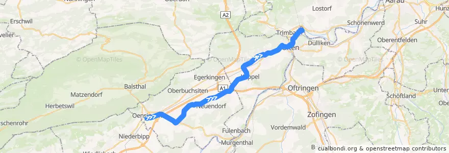 Mapa del recorrido Bus 505: Oensingen => Olten, Haslistrasse de la línea  en Solothurn.