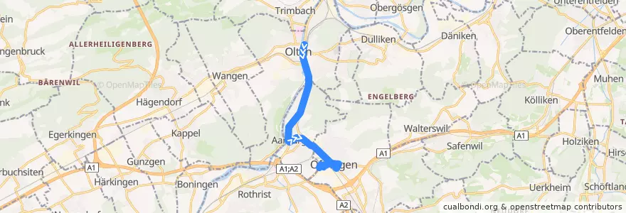 Mapa del recorrido Bus 508: Olten => Oftringen de la línea  en Bezirk Zofingen.