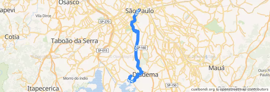 Mapa del recorrido 5106-10 Jd. Selma de la línea  en São Paulo.