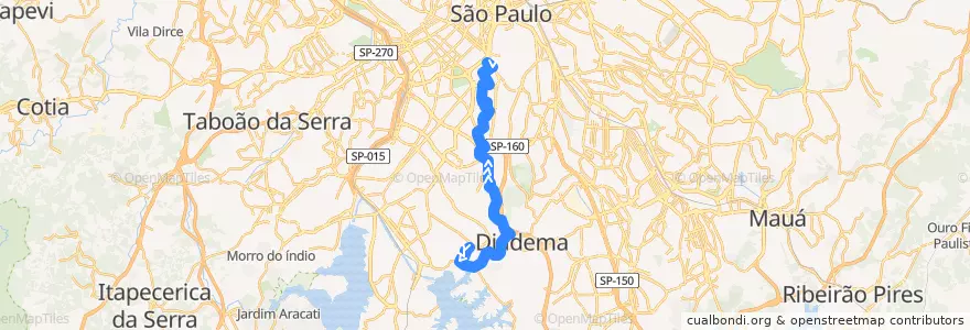 Mapa del recorrido 5106-31 Metrô Ana Rosa de la línea  en São Paulo.