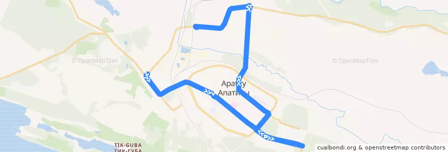 Mapa del recorrido Автобус №10: Урожай - Хлебзавод de la línea  en городской округ Апатиты.