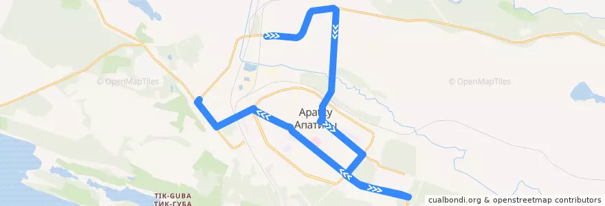 Mapa del recorrido №10: Хлебзавод - Урожай de la línea  en городской округ Апатиты.