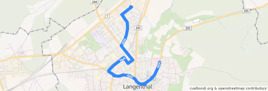 Mapa del recorrido Bus 63: Langenthal, Spital => Industrie Nord de la línea  en Langenthal.