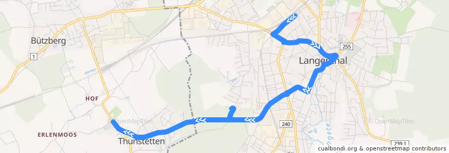 Mapa del recorrido Bus 52: Langenthal => Thunstetten de la línea  en Langenthal.