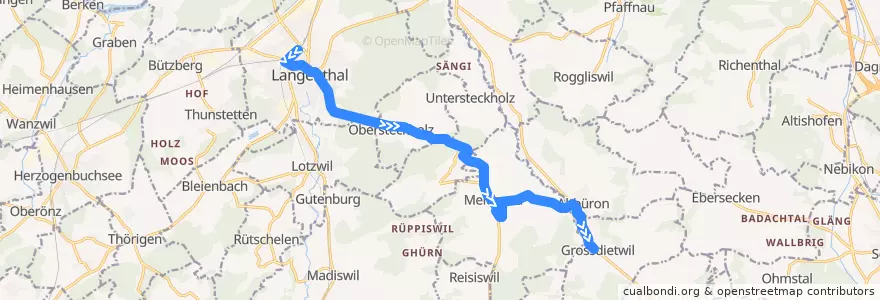 Mapa del recorrido Bus 51: Langenthal => Grossdietwil de la línea  en Verwaltungskreis Oberaargau.