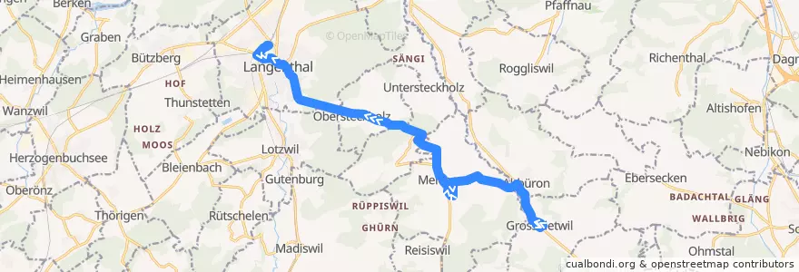 Mapa del recorrido Bus 51: Grossdietwil => Langenthal de la línea  en Verwaltungskreis Oberaargau.