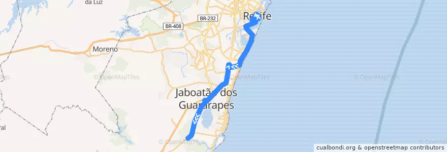 Mapa del recorrido Recife - Porto de Galinhas (Opcional) de la línea  en Região Geográgica Imediata do Recife.