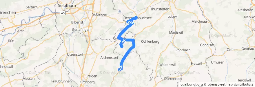 Mapa del recorrido Bus 54: Wynigen => Niederönz => Herzogenbuchsee de la línea  en Verwaltungsregion Emmental-Oberaargau.