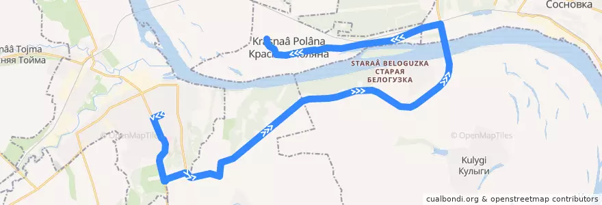 Mapa del recorrido Автобус: Вятские Поляны - Красная Поляна de la línea  en Вятскополянский район.
