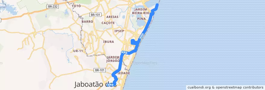 Mapa del recorrido Prazeres - Boa Viagem de la línea  en Região Geográgica Imediata do Recife.