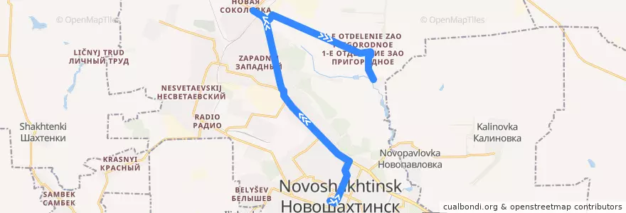 Mapa del recorrido Автобус 6: Центр =>Совхоз de la línea  en городской округ Новошахтинск.