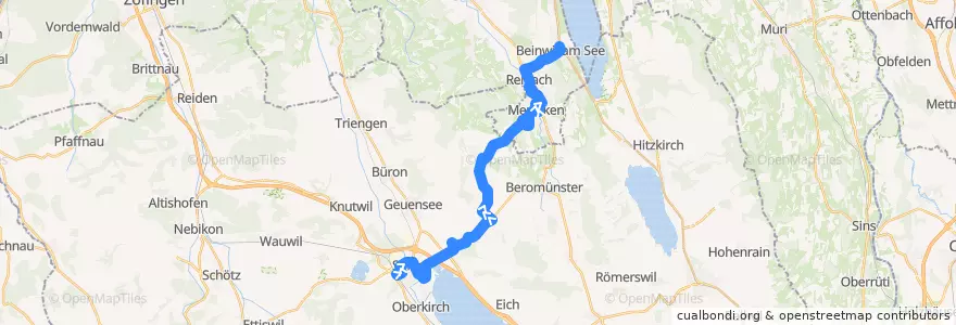 Mapa del recorrido Bus 399: Sursee => Beinwil am See de la línea  en Schweiz.