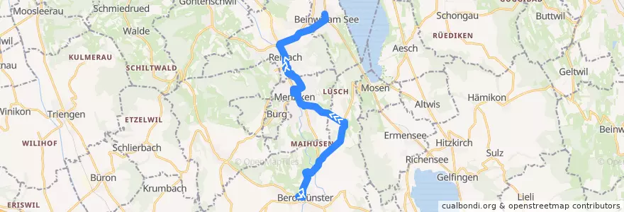 Mapa del recorrido Bus 398: Beromünster => Beinwil am See de la línea  en Schweiz/Suisse/Svizzera/Svizra.