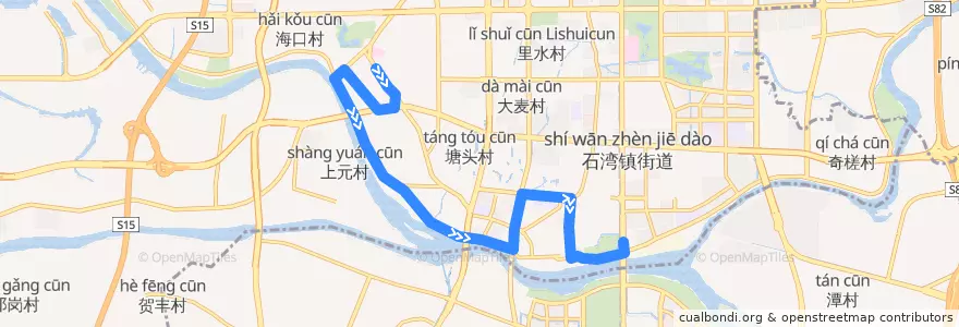 Mapa del recorrido 179路（禅城区中心医院临时站-东平大桥公交枢纽站） de la línea  en 仏山市.