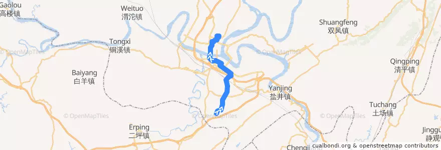 Mapa del recorrido 528路 十塘→客运中心 de la línea  en 合川区.