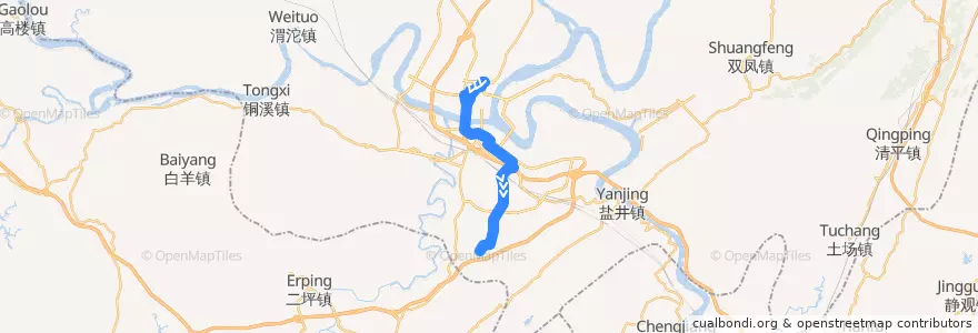 Mapa del recorrido 528路 客运中心→十塘 de la línea  en 合川区.