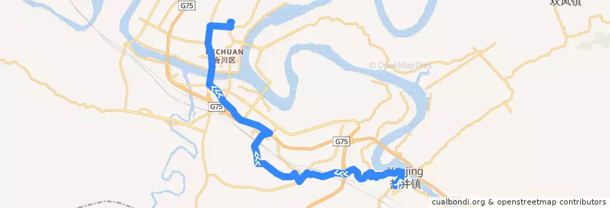 Mapa del recorrido 959A路 盐井→客运中心 de la línea  en 合川区.