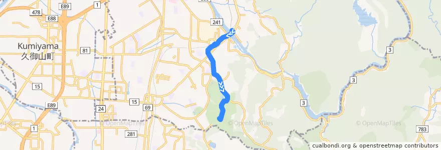 Mapa del recorrido 宇治太陽が丘線 京阪宇治駅 --> 太陽が丘 de la línea  en 宇治市.