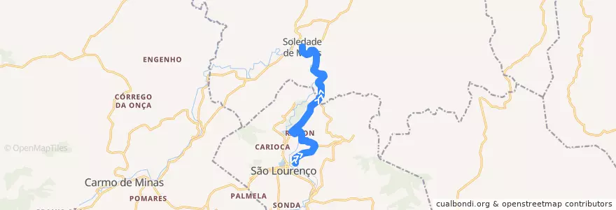 Mapa del recorrido Trem das Águas de la línea  en Microrregião São Lourenço.