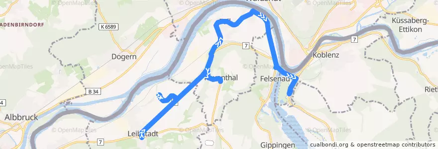 Mapa del recorrido Bus 147: Leibstadt => Koblenz de la línea  en Bezirk Zurzach.