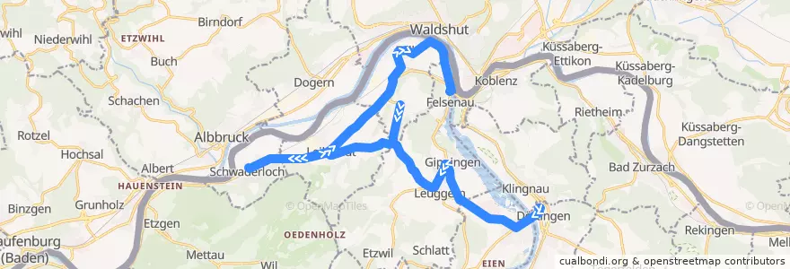 Mapa del recorrido Bus 149: Döttingen => Leuggern => Felsenau Werkhof de la línea  en Bezirk Zurzach.
